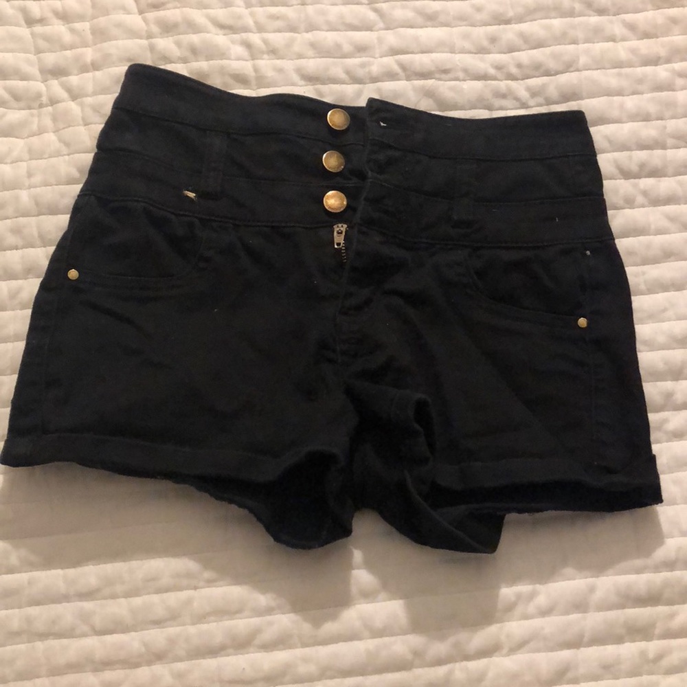 High waisted size 2 black refugee shorts